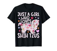 Shih Tzu Just A Girl Who Loves Shih Tzus Dog Flower Floral T-Shirt
