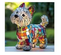 Shih Tzu Lamp Night Light, Stained Glass Cute Dog Lamp, Resin Dog Shape Bedroom Resin Night Light, Vintage Home Desktop Ornament for Living Room Bedroom Office