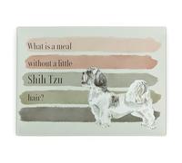 Shih Tzu Large Rectangular Glass Worktop Protector - Dogs Themed Gifts - Smooth Board Kitchen Chopping/Cutting Board Worktop Saver with Non-Slip Feet 39cm x 28.5cm (15" x 11")