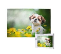 Shih Tzu Little Cute Dogs Curly Puppy Pets Field,1000 Pieces Wooden Jigsaw Family Game Jigsaw Puzzles for Adults Teens Home Decor