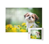 Shih Tzu Little Cute Dogs Curly Puppy Pets Field,300 Pieces Wooden Jigsaw Family Game Jigsaw Puzzles for Adults Teens Home Decor