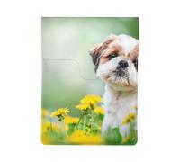 Shih Tzu Little Cute Dogs Curly Puppy Pets Field, PU Leather Laptop Sleeve, Notebook Bag Laptop Case Sleeve Tablet Briefcase