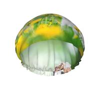 Shih Tzu Little Cute Dogs Curly Puppy Pets Field,Shower Cap Nightcap Double Layer Waterproof Elastic Bath Cap Reusable Hair Cap