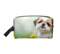 Shih Tzu Little Cute Dogs Curly Puppy Pets FieldLarge Capacity Cosmetic Organizer,Travel Makeup Bag for Women