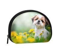 Shih Tzu Little Cute Dogs Curly Puppy Pets FieldSmall Makeup Sanitary Napkin Storage Bag,Women's Cosmetic Coin Purse