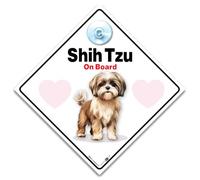Shih Tzu On Board Sign, Shih Tzu Car Sign, Shih Tzu Baby on Board Sign, Dog in Car Sign, Dog in Transit Sign 14 cm x 14cm x 2cm