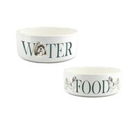 Shih Tzu Pet Bowl Set - Painted Dog Portraits by Rhiannon Chauncey - Small & Large White Ceramic Food/Water Dishes For Dogs (Set of 2)