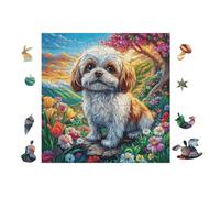 Shih Tzu Puppy 100 Piece Complete DIY Jigsaw Puzzle Collectors Mind Relaxation Educational Decorative Puzzle Gifts for Adults Sturdy Thick Cardboard 28x28cm