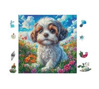 Shih Tzu Puppy 100 Pieces Classic Jigsaw Puzzle Puzzle for Adults Concentration Training Wall Art Mental Exercise Halloween Premium Cardboard 28x28cm
