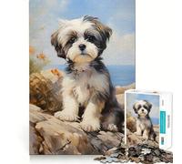 Shih Tzu Puppy 1000 Piece Jigsaw Puzzles for Adults Memory Boost Family Joy Pattern Assembly Santa Wish Pick 38x52cm
