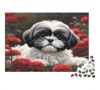 Shih Tzu Puppy Puzzle 1000 Piece Recycled Paper for Adults Puzzle for Adults Educational Game Decompression Fun Home Activity Great Gift for Men Women 52x38cm/1000pcs