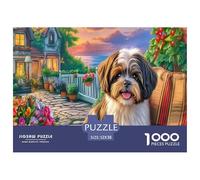 Shih Tzu Puzzle for Adults & Kids: Smiling Dog by A Garden Gate 1000Pc Educational Games for Wall Decor 52x38cm/1000pcs