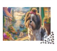 Shih Tzu Puzzle Shih Tzu in A Picturesque Town Jigsaw Puzzles Fun Present & Activity for Home for The Whole 52x38cm/1000pcs