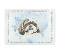 Shih Tzu Rectangular Glass Worktop Protector - Life's Better with a Dog Gift - Large Textured Kitchen Chopping/Cutting Board Worktop Saver with Non-Slip Feet 39cm x 28.5cm (15" x 11")