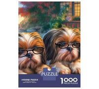 Shih Tzu Recycled Cardboard 1000 Piece Border Collie Lying Down Puzzle Bundle, Brain Training, Personalised Gift, Wall Decor & Office Break Fun 38x26cm/1000pcs