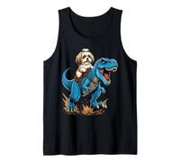 Shih Tzu Riding T Rex Dinosaur Cute Dog Prehistoric Tank Top