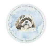 Shih Tzu Round Glass Worktop Saver - Life's Better with a Dog Gift - Textured Kitchen Chopping/Cutting Board Worktop Protector with Non-Slip Feet 30cm x 30cm (12" x 12")
