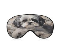 Shih Tzu Sleep Mask Eye Mask Travel Eye Cover | Polyester Sleeping Mask Soft Comfortable Night Eye Mask with Adjustable Buckle Eye Shade Cover for Travel Home Office Nap