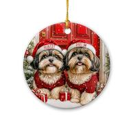 Shih Tzu Xmas Pendant Funny Christmas Decorations Decorative Christmas Tree Hanging Ornament For Wedding Party Kitchen