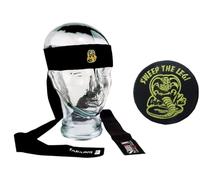 SHIHAN POWER SPORTS COBRA GOLD KAIS KING Headband & Cloth Badge SWEEP THE LEG Karate Kids Mr Miyagi Daniel Larusso Movie Headband Men Women Children Novelty