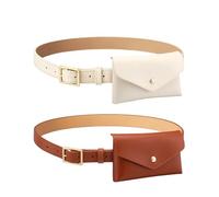 Shihanee 2 Pcs PU Leather Equestrian Belt Bag for Women Adjustable Fanny Pack Waist Belt Bags for Women Girls Horse Riders, Brown, Khaki, 7 x 4 x 1.4 inches
