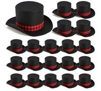 Shihanee 20 Pcs Christmas Snowman Top Hat with Plaid Band Tree Topper Christmas Ugly Sweater Party Hats for Xmas Holiday