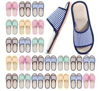 Shihanee 24 Pairs Washable House Slippers for Guests Bulk Open Toe Non Slip Multi-color Disposable Indoor Slippers with Thick Sole for Spa Hotels Home Guests Travel Unisex 12 Large 12 Medium Size
