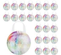 Shihanee 24 Pcs Disco Goodie Bags Disco Ball Non Woven Gift Bags with Handles Mirror Ball Retro Candy Treat Bag for 70s 80s 90s Bachelorette Birthday Dance Music Party Favor Supplies