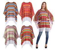 Shihanee 4pcs Mexican Serape Poncho Costume Colorful Cinco De Mayo Mexican Fiesta Serape Poncho for Adult Women Men Mexico Traditional Sarapes Gabanes Mexicanos Fiesta Cosplay Party Supplies