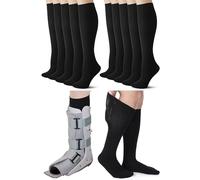 Shihanee 5 Pairs Seamless Boot Socks Over The Calf Loose Tube Socks Soft Cotton Knee High Foot Liners for Women Men Comfort, Black, XL