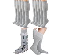 Shihanee 5 Pairs Seamless Walking Boot Socks Over The Calf Loose Fit AFO Tube Socks Liner for Cam Walker Orthopedic Boot Cast, Gray, X-Large