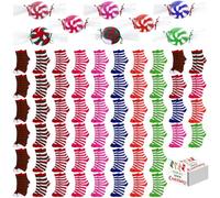 Shihanee 56 Pairs Warm Christmas Fuzzy Socks with Candy Gift Packaging Fuzzy Stripe Slipper Soft Fluffy Athletic Socks Stocking Stuffers Women Christmas Gifts