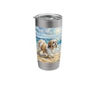 Shihtzu at The Beach Sunny Summer Dog Artwork Stainless Steel Insulated Tumbler