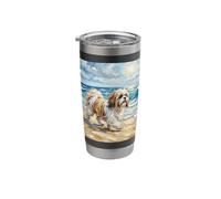 Shihtzu at The Beach Sunny Summer Dog Artwork Stainless Steel Insulated Tumbler