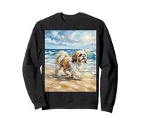 ShihTzu at the Beach Sunny Summer Dog Artwork Sweatshirt