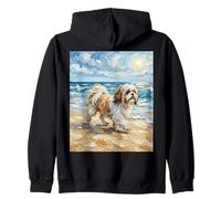 ShihTzu at the Beach Sunny Summer Dog Artwork Zip Hoodie