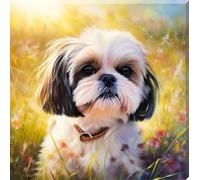 Shihtzu In The Grass Dog Digital Print, Canvas Art Print/Art Work/Picture 16" x 16"