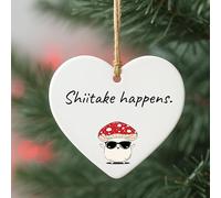 Shiitake happens. Funny Mushroom Pun Acrylic Heart Gift, Quirky Joke Decor Keepsake, Playful Magic Mushroom Fungi Lovers Gift