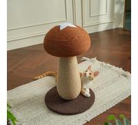 Shiitake Mushroom Cat Scratching Post, Mushroom Cat Scratcher for Indoor Cats, 100% Sisal Scratch Pole with Pompom Toy, Cute Durable Furniture