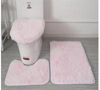 SHIJHUI Soft Microfiber Bathroom Rugs Sets 3 Piece,Non-Slip Bath Mat Fluffy Plush Toilet Seat Cover for Bathroom,Water Absorbent Bathmat,Machine Washable (Light Pink)