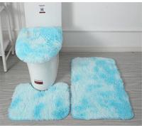 SHIJHUI Soft Microfiber Bathroom Rugs Sets 3 Piece,Non-Slip Bath Mat Fluffy Plush Toilet Seat Cover for Bathroom,Water Absorbent Bathmat,Machine Washable (Light Blue)