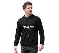 shiji Men's Skillet Band Logo Comatose Awake Alternative Printed Pullover Hoodies Long Sleeve Hooded Sweatshirt Black S