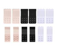 ShiJiuYou 12 PcsBra Extenders 3 Hooks 2 Hooks, Elastic Bra-Extenders, Comfortable Women's Bra Extensions 2 Hook 3 Hook(Black, Skin Color, White)