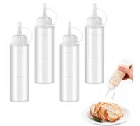 ShiJiuYou 4 x 240ml Plastic Squeezy Sauce Bottles with Nozzles for Dressing