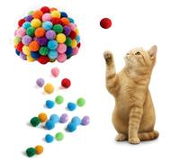 ShiJiuYou 50 PcsCat Toys BallsCat Pom Pom Balls, Colorful Soft Felt Interactive Cat Balls, 30mm Interactive Cat Toys for Indoor Cats Kitten Outdoor Playing Chewing Scratching Training Accessories