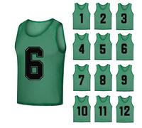 SHIJIXING 12 Pack（1-12） Numbered Pinnies/Soccer Training Bibs/Basketball Jerseys for Kids,Youth and Adults