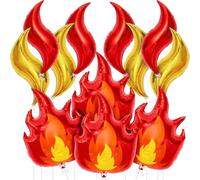 SHIjodueo 12pcs Fire Theme Balloons Flame Balloon Fire Aluminum Foil Birthday Balloon FireS BirthdayS Party Balloons for FireS Theme Birthday Party Decoration