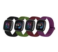SHIJZWD Compatible with Fitbit Versa 4/Fitbit Versa 3/Fitbit Sense 2/Sense Wristband, Elastic Nylon Adjustable Stretchy Solo Loop Bracelet for Fitbit Versa 3/Versa 4/Sense 2/Sense Women Men, 250 mm x