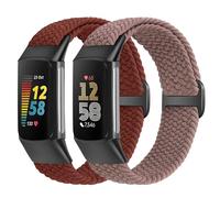 SHIJZWD Elastic Braided Straps Compatible With Fitbit Charge 5/6, Breathable Adjustable Stretchy Nylon Loop Replacement Bands for Sport, Women and Men