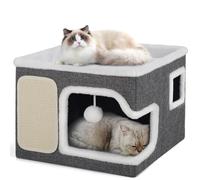 Shikha Cat House for Indoor Pets, 2 Layer Large Cat Cave with Cozy Condo